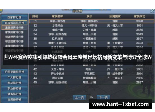 世界杯赛程密集引爆热议转会风云席卷足坛格局新变革与博弈全球界 世界杯赛程密集引爆热议转会风云席卷足坛格局新变革与博弈全球界